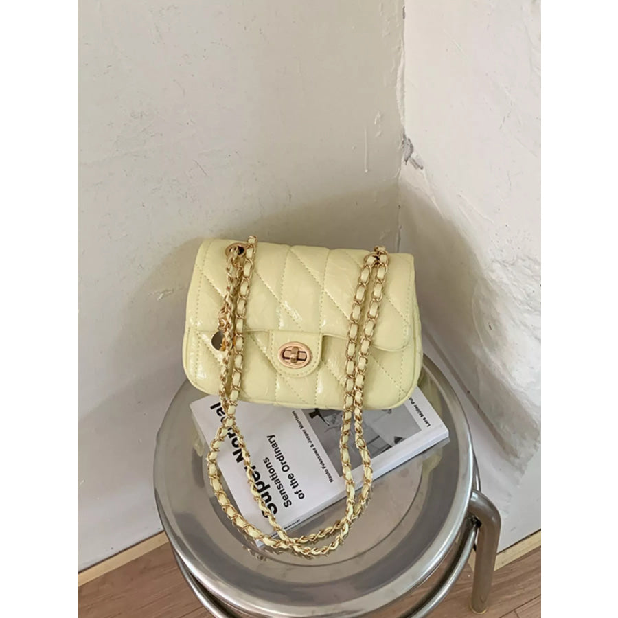 Quilted Chain Crossbody Bag Yellow / onesize Apparel and Accessories