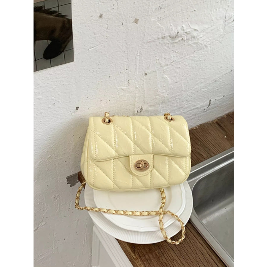 Quilted Chain Crossbody Bag Yellow / onesize Apparel and Accessories