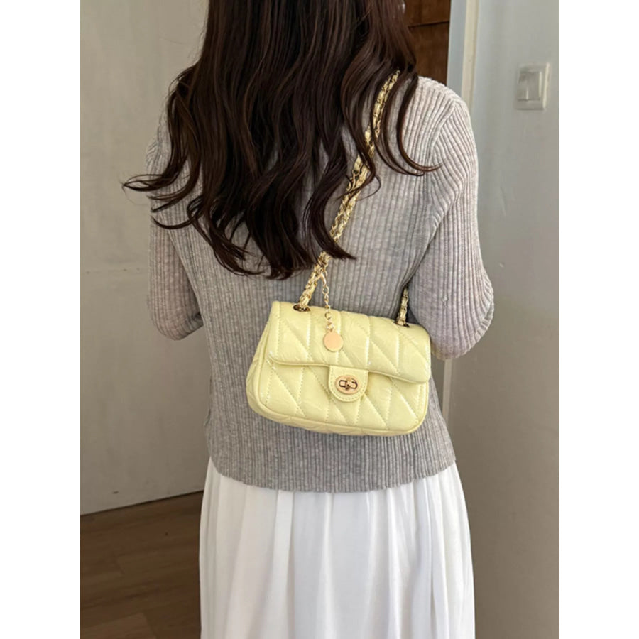 Quilted Chain Crossbody Bag Yellow / onesize Apparel and Accessories
