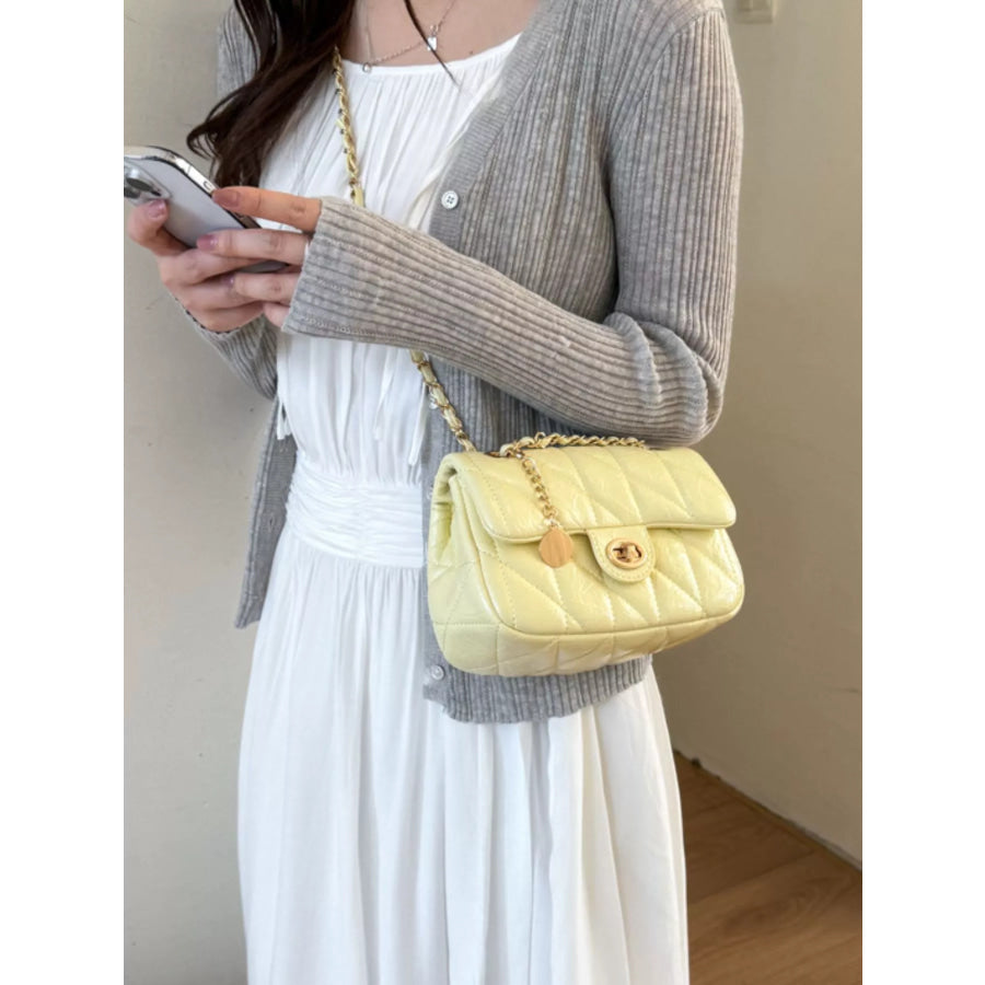 Quilted Chain Crossbody Bag Yellow / onesize Apparel and Accessories