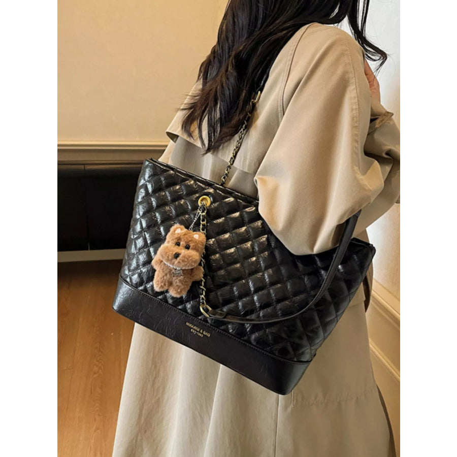 Quilted Chain Shoulder Bag Black / One Size Apparel and Accessories