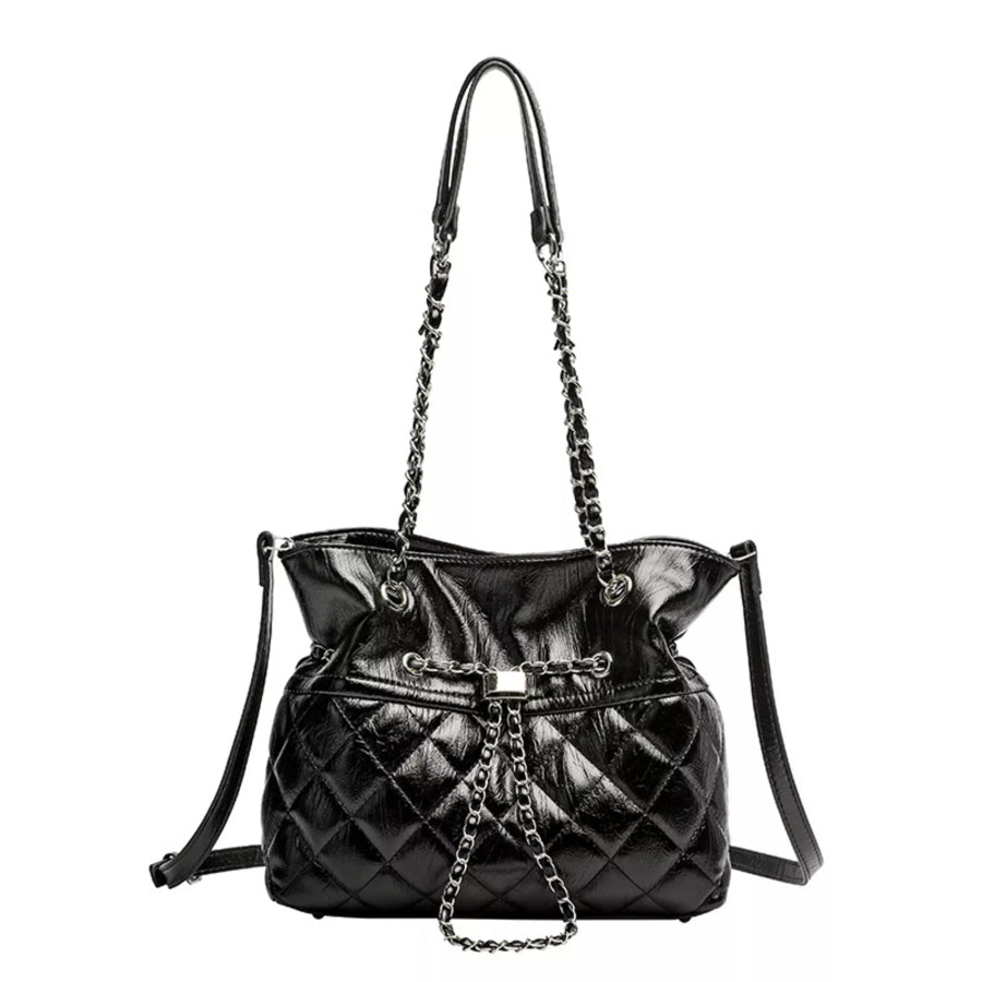Quilted Chain Shoulder Bag Black / onesize Apparel and Accessories