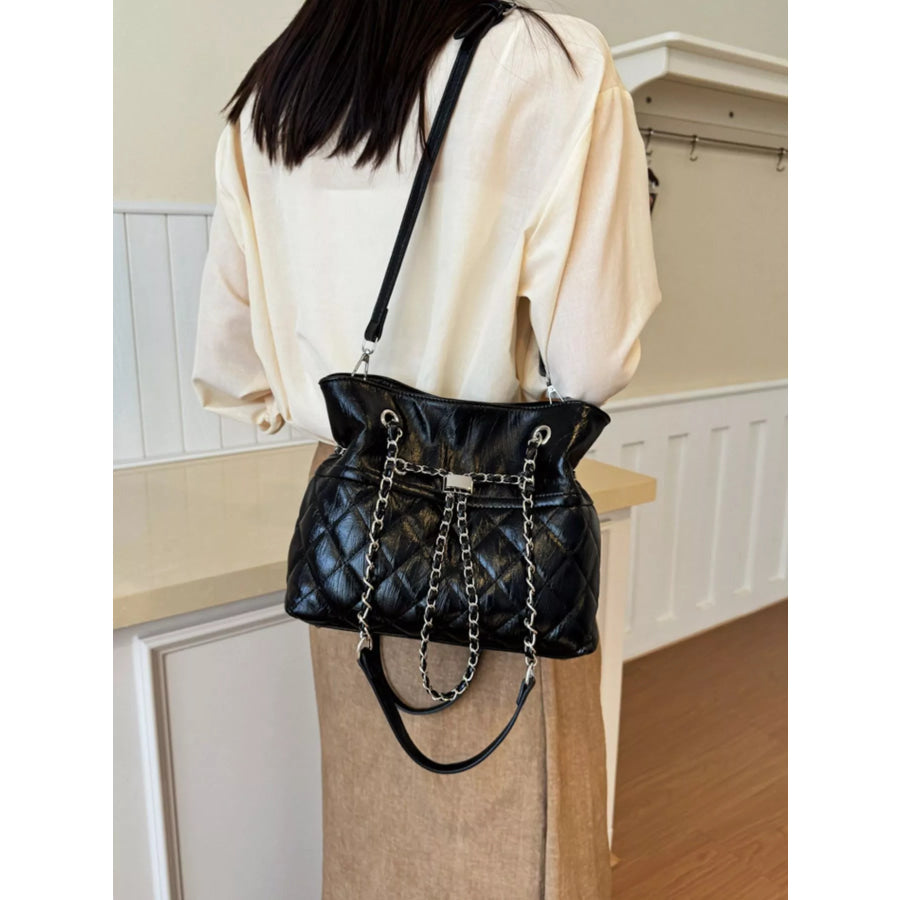 Quilted Chain Shoulder Bag Black / onesize Apparel and Accessories
