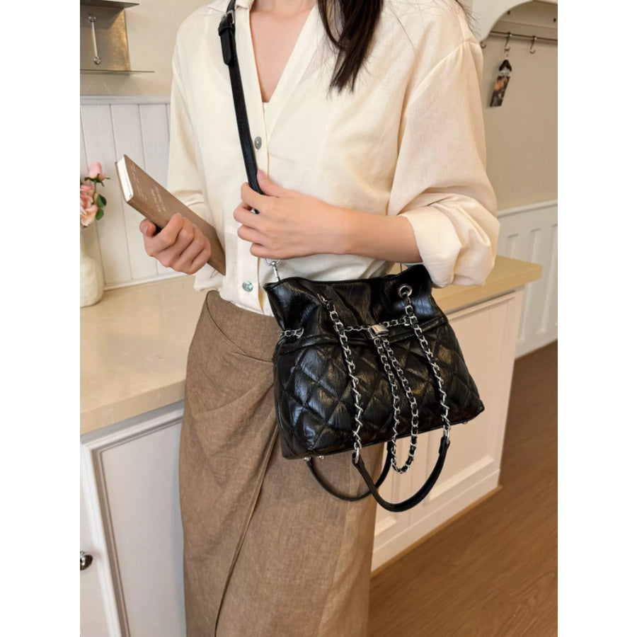 Quilted Chain Shoulder Bag Black / onesize Apparel and Accessories