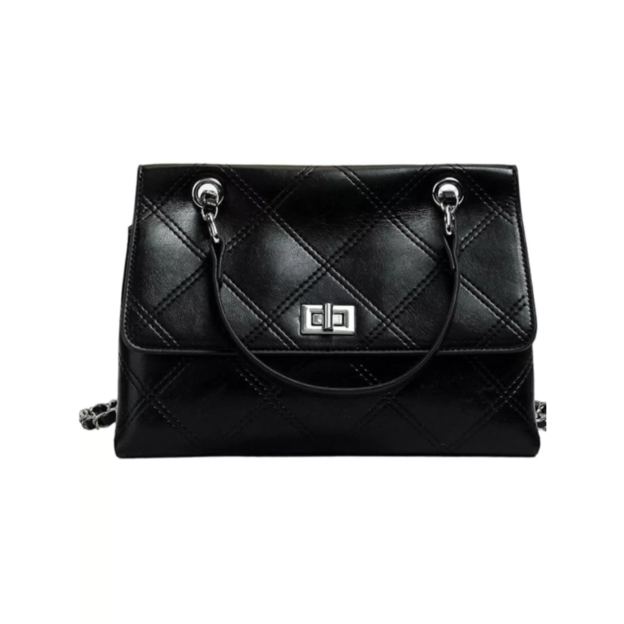 Quilted Chain Shoulder Bag Black / onesize Apparel and Accessories