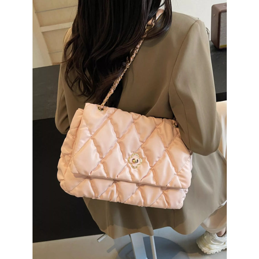 Quilted Chain Shoulder Bag Pink / onesize Apparel and Accessories