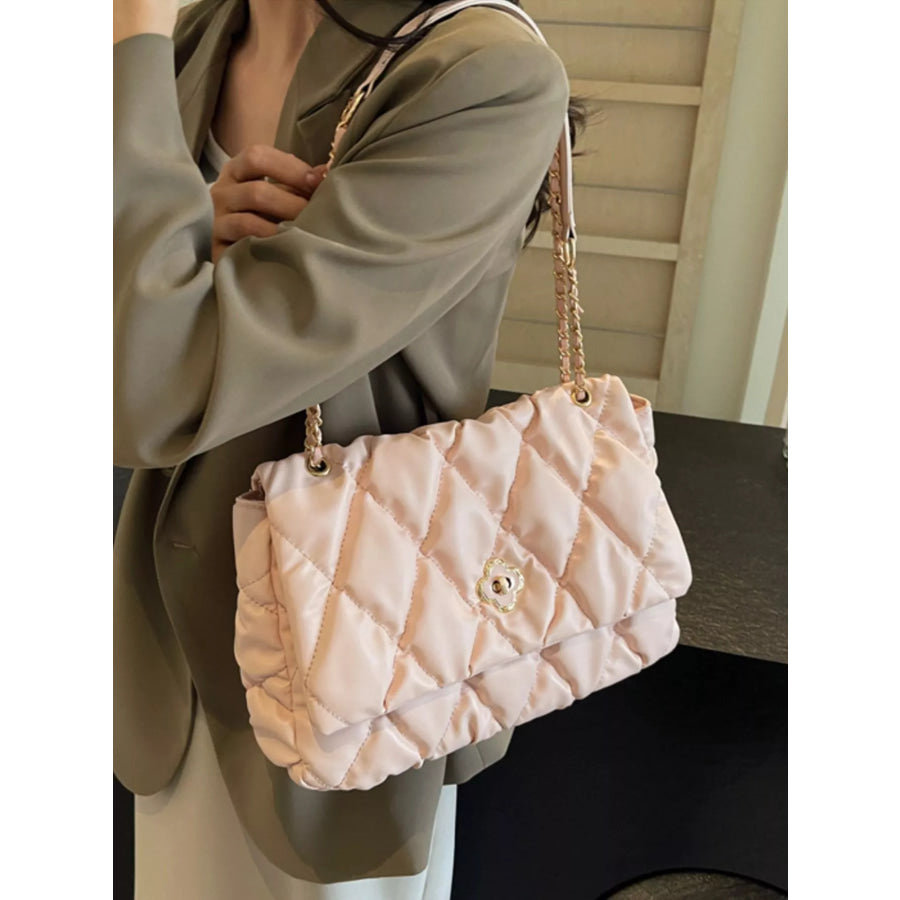 Quilted Chain Shoulder Bag Pink / onesize Apparel and Accessories