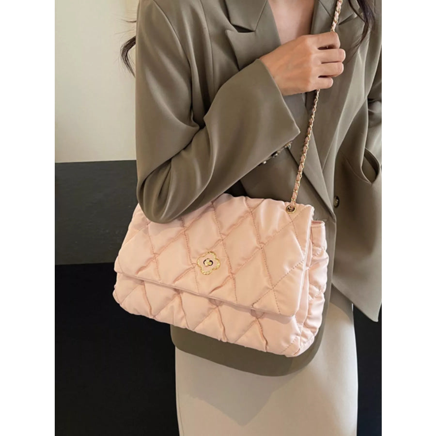 Quilted Chain Shoulder Bag Pink / onesize Apparel and Accessories