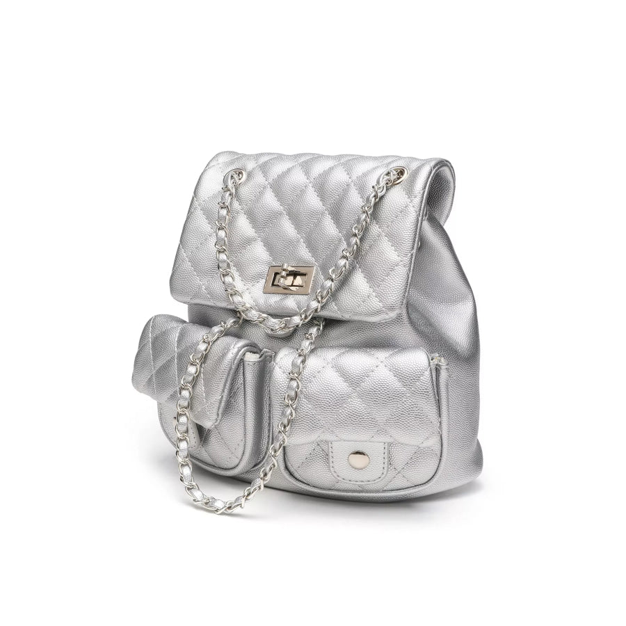 Quilted Chain Strap Backpack Bag Apparel and Accessories