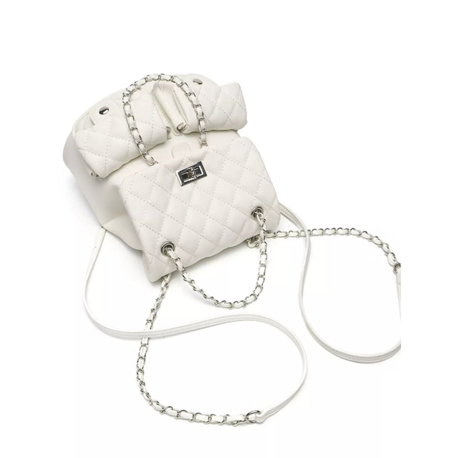 Quilted Chain Strap Backpack Bag Apparel and Accessories