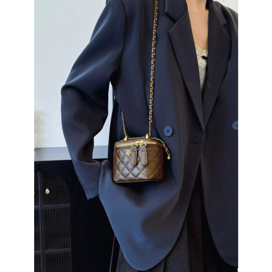 Quilted Chain Strap Crossbody Bag Apparel and Accessories
