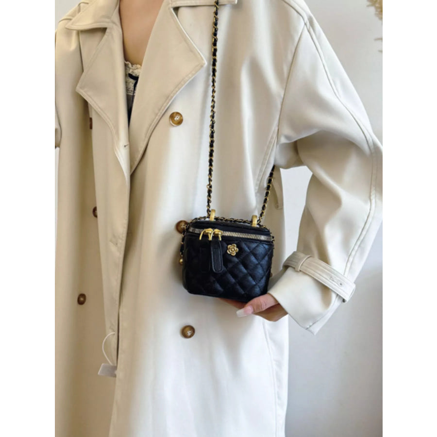 Quilted Chain Strap Crossbody Bag Apparel and Accessories