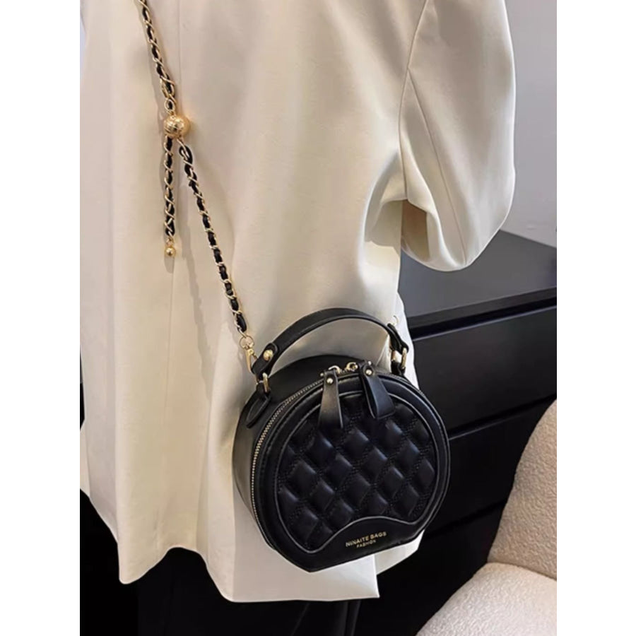 Quilted Chain Strap Crossbody Bag Black / One Size Apparel and Accessories