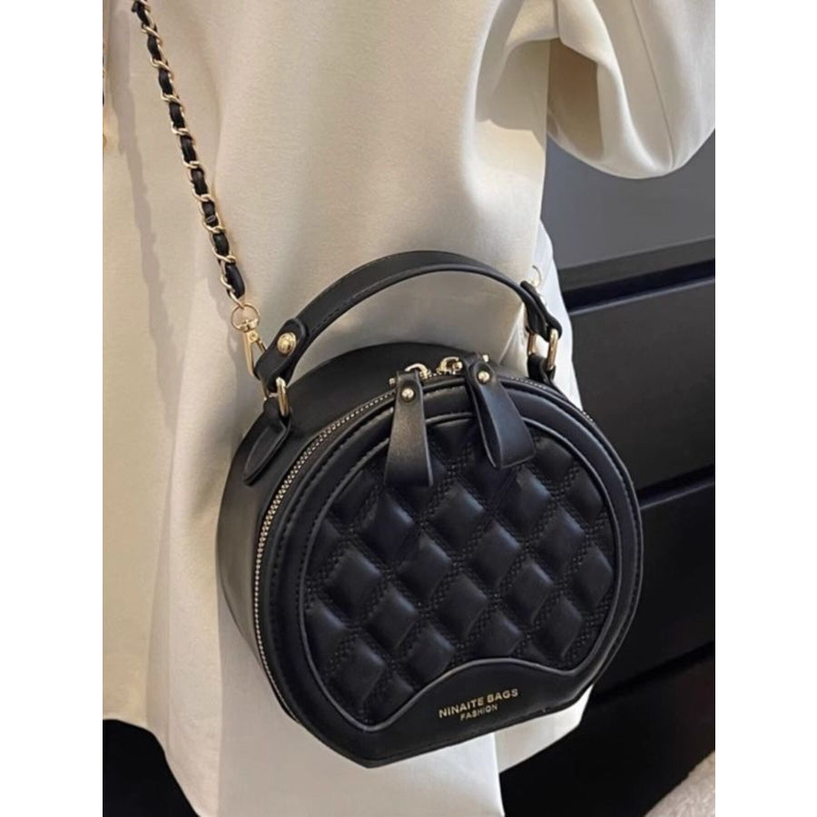 Quilted Chain Strap Crossbody Bag Black / One Size Apparel and Accessories