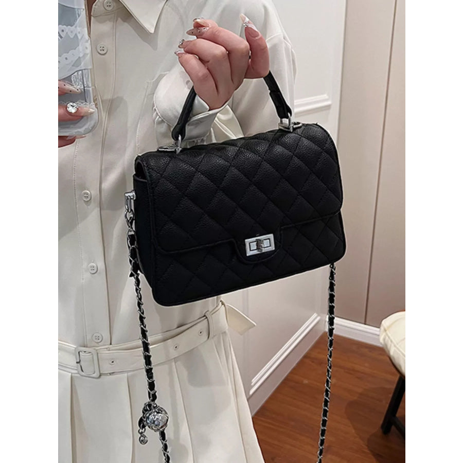 Quilted Chain Strap Crossbody Bag Black / onesize Apparel and Accessories