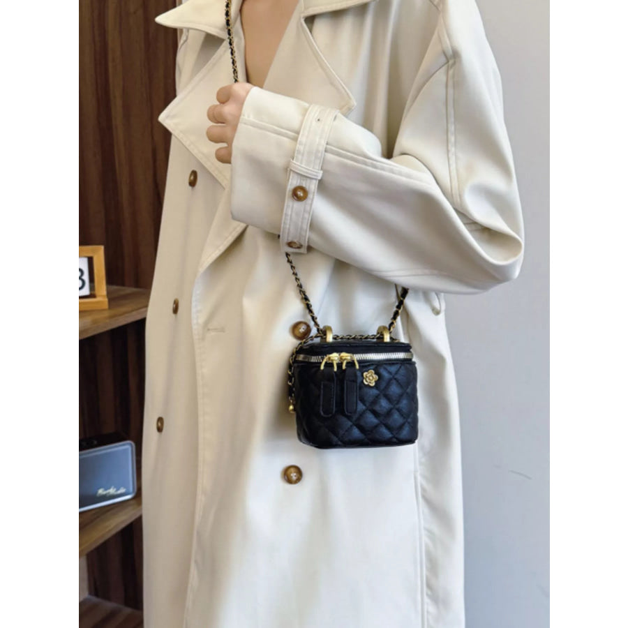 Quilted Chain Strap Crossbody Bag Black / onesize Apparel and Accessories