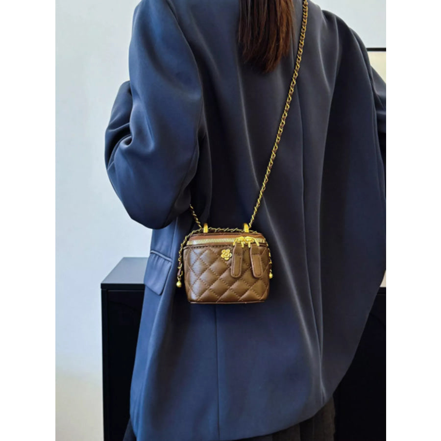 Quilted Chain Strap Crossbody Bag Chocolate / onesize Apparel and Accessories