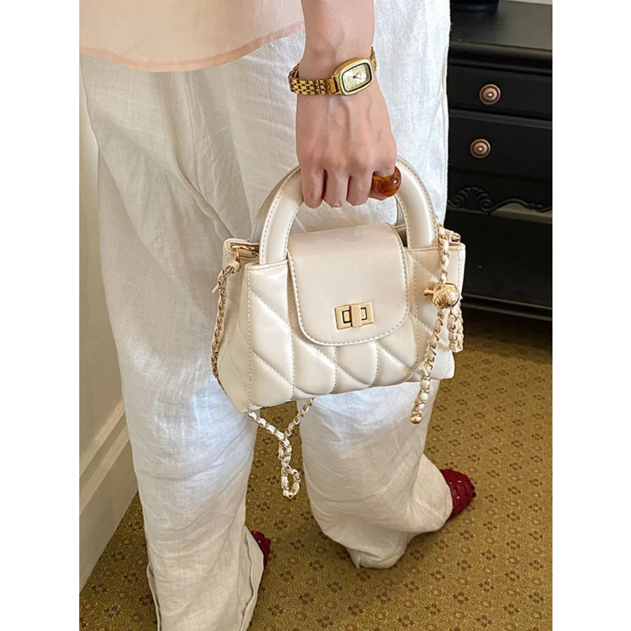 Quilted Chain Strap Crossbody Bag Cream / onesize Apparel and Accessories