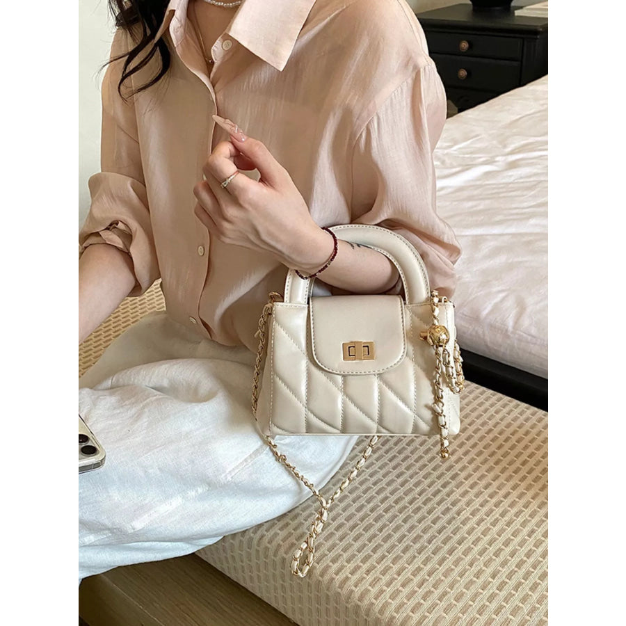 Quilted Chain Strap Crossbody Bag Cream / onesize Apparel and Accessories