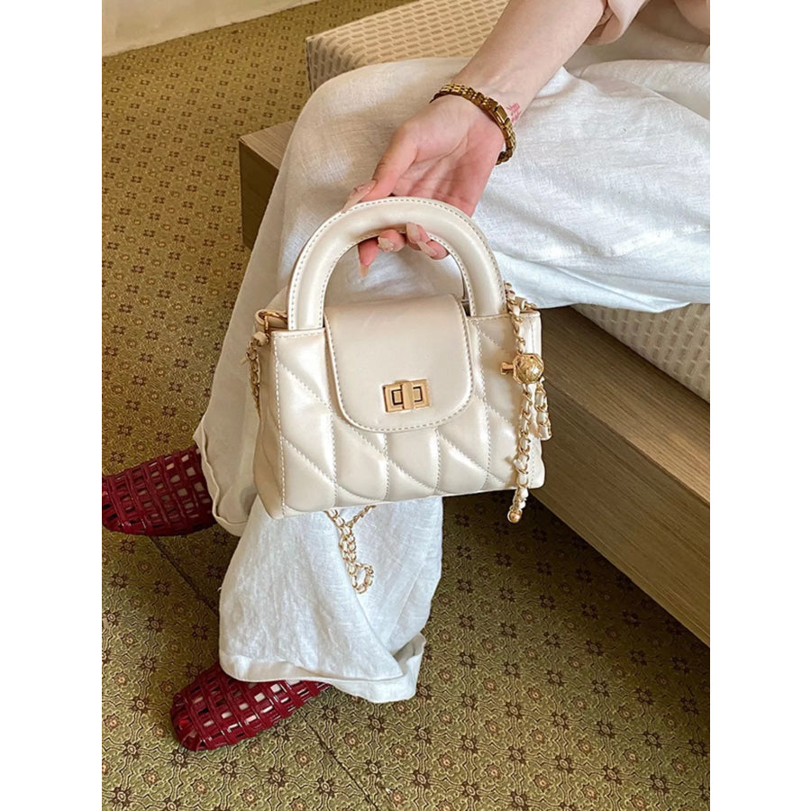 Quilted Chain Strap Crossbody Bag Cream / onesize Apparel and Accessories