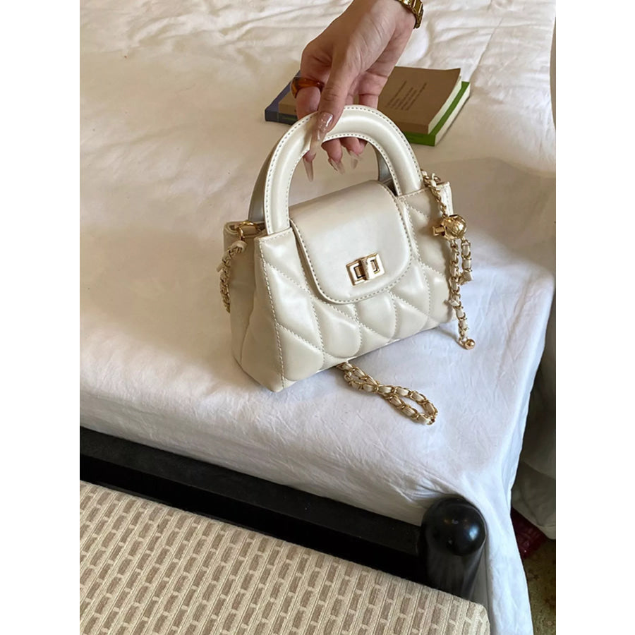 Quilted Chain Strap Crossbody Bag Cream / onesize Apparel and Accessories