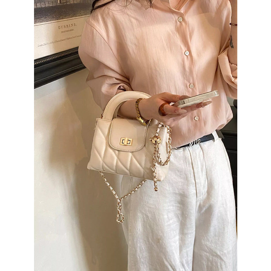 Quilted Chain Strap Crossbody Bag Cream / onesize Apparel and Accessories