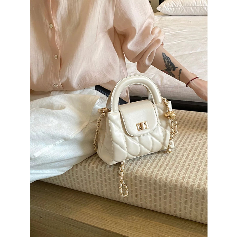 Quilted Chain Strap Crossbody Bag Cream / onesize Apparel and Accessories