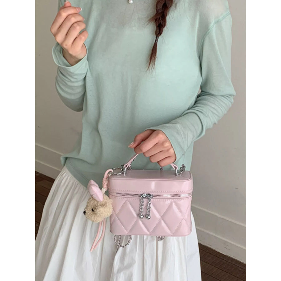 Quilted Chain Strap Crossbody Bag Pink / One Size Apparel and Accessories