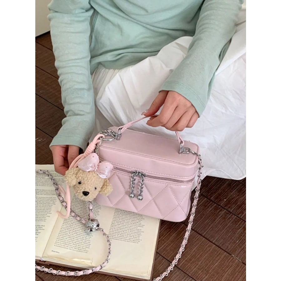 Quilted Chain Strap Crossbody Bag Pink / One Size Apparel and Accessories