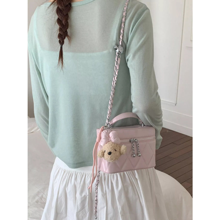 Quilted Chain Strap Crossbody Bag Pink / One Size Apparel and Accessories