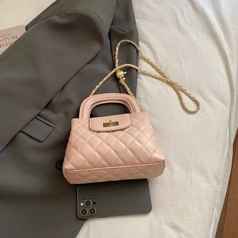 Quilted Chain Strap Crossbody Bag Pink / One Size Apparel and Accessories