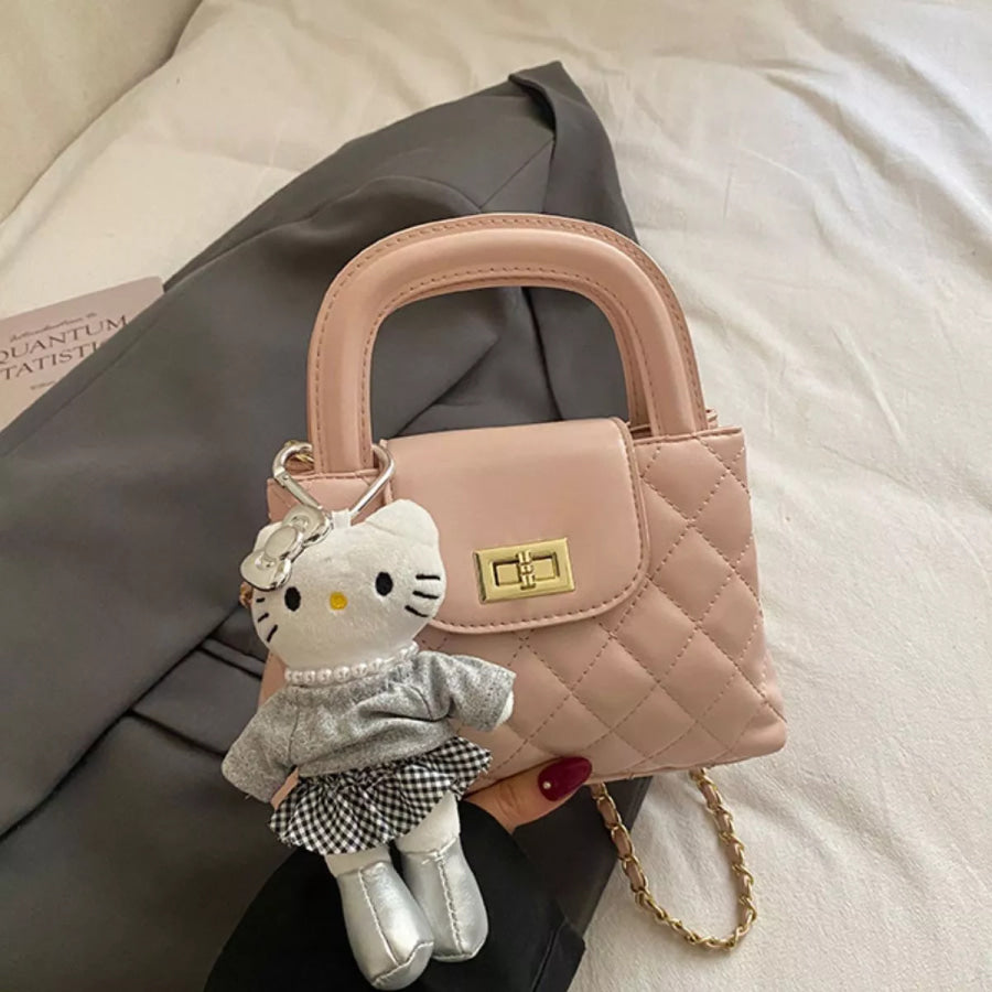 Quilted Chain Strap Crossbody Bag Pink / One Size Apparel and Accessories