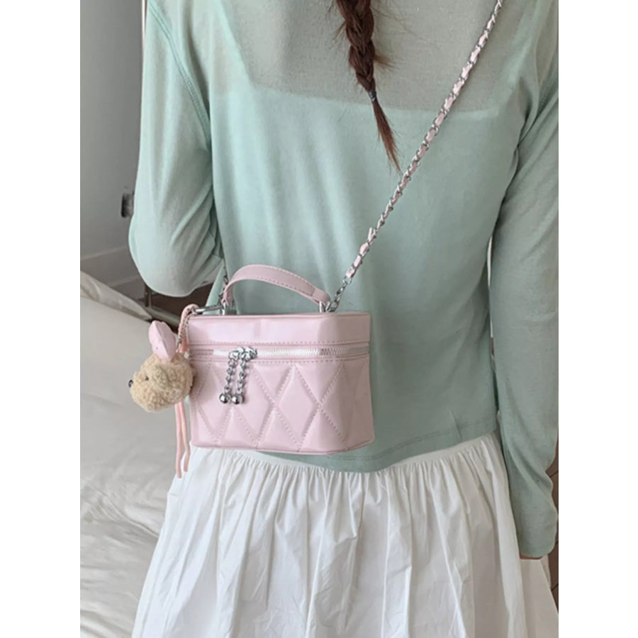 Quilted Chain Strap Crossbody Bag Pink / One Size Apparel and Accessories