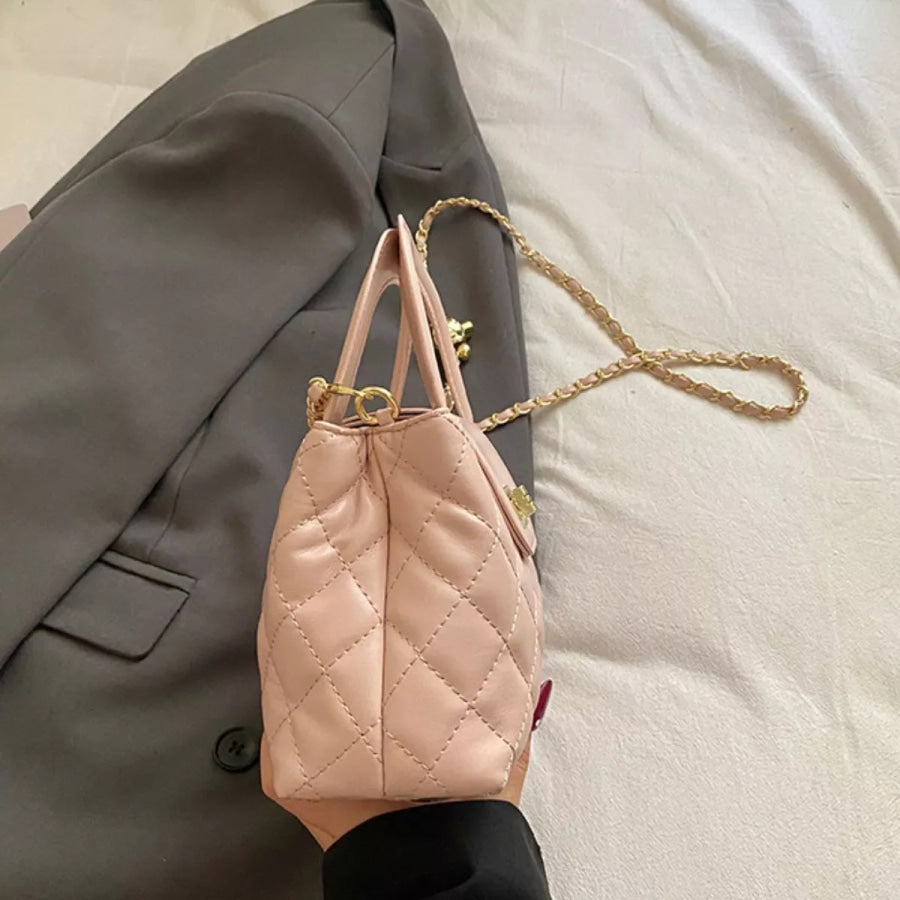 Quilted Chain Strap Crossbody Bag Pink / One Size Apparel and Accessories