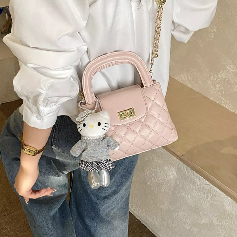 Quilted Chain Strap Crossbody Bag Pink / One Size Apparel and Accessories