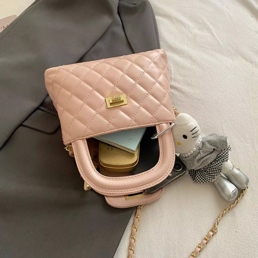 Quilted Chain Strap Crossbody Bag Pink / One Size Apparel and Accessories