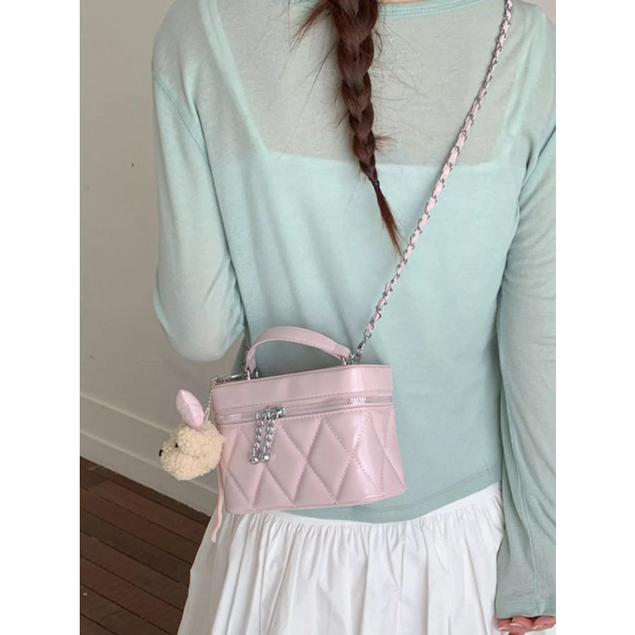 Quilted Chain Strap Crossbody Bag Pink / One Size Apparel and Accessories
