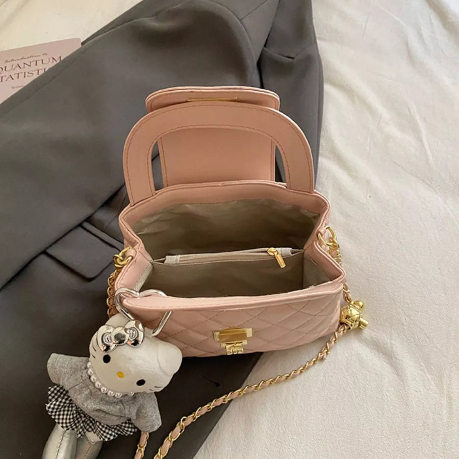 Quilted Chain Strap Crossbody Bag Pink / One Size Apparel and Accessories