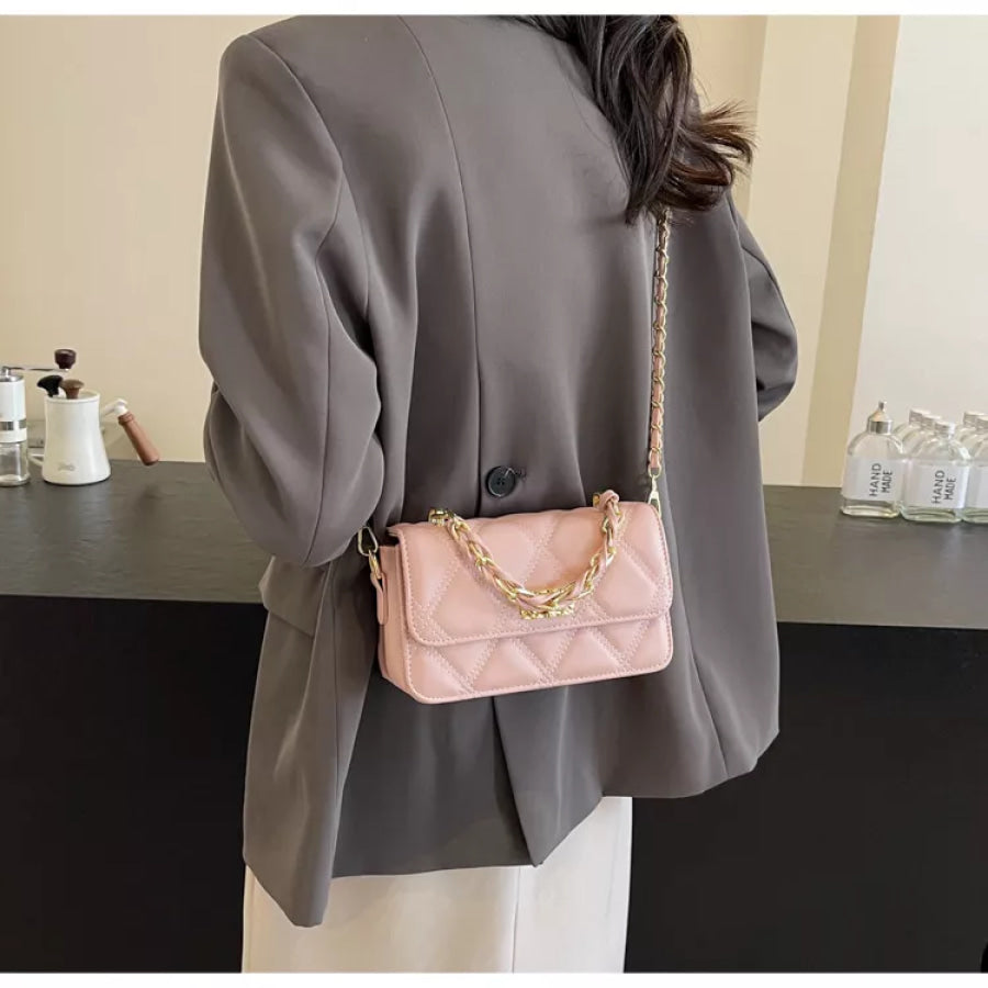 Quilted Chain Strap Crossbody Bag Pink / onesize Apparel and Accessories