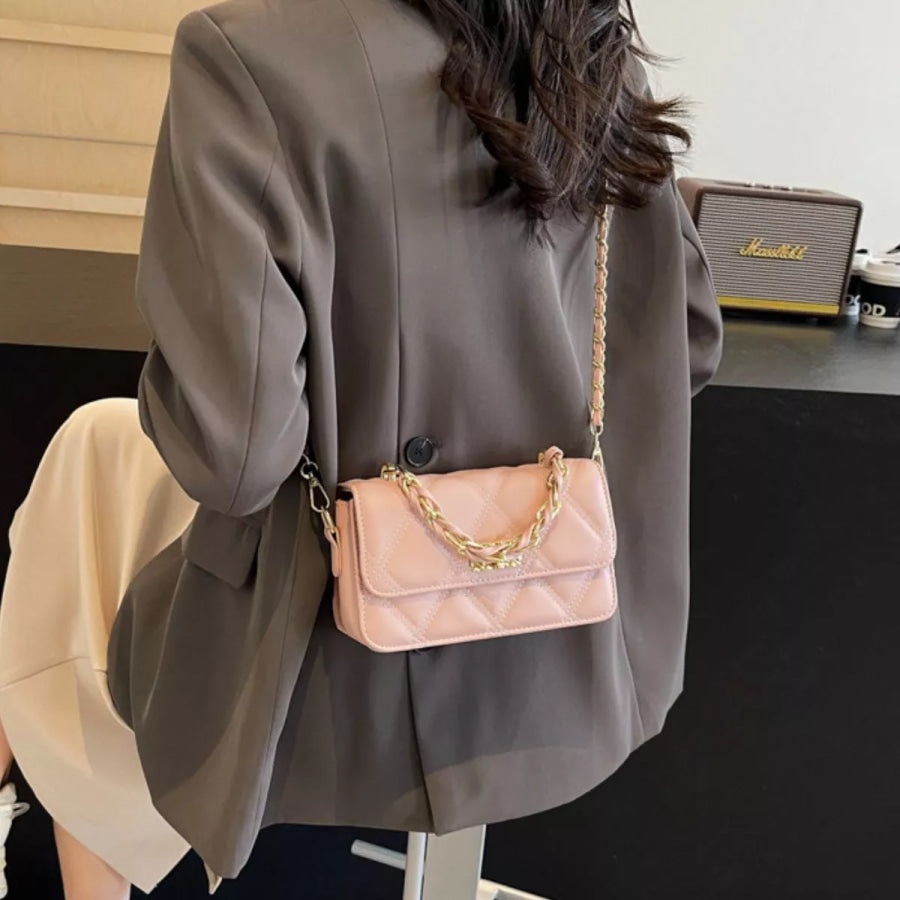 Quilted Chain Strap Crossbody Bag Pink / onesize Apparel and Accessories