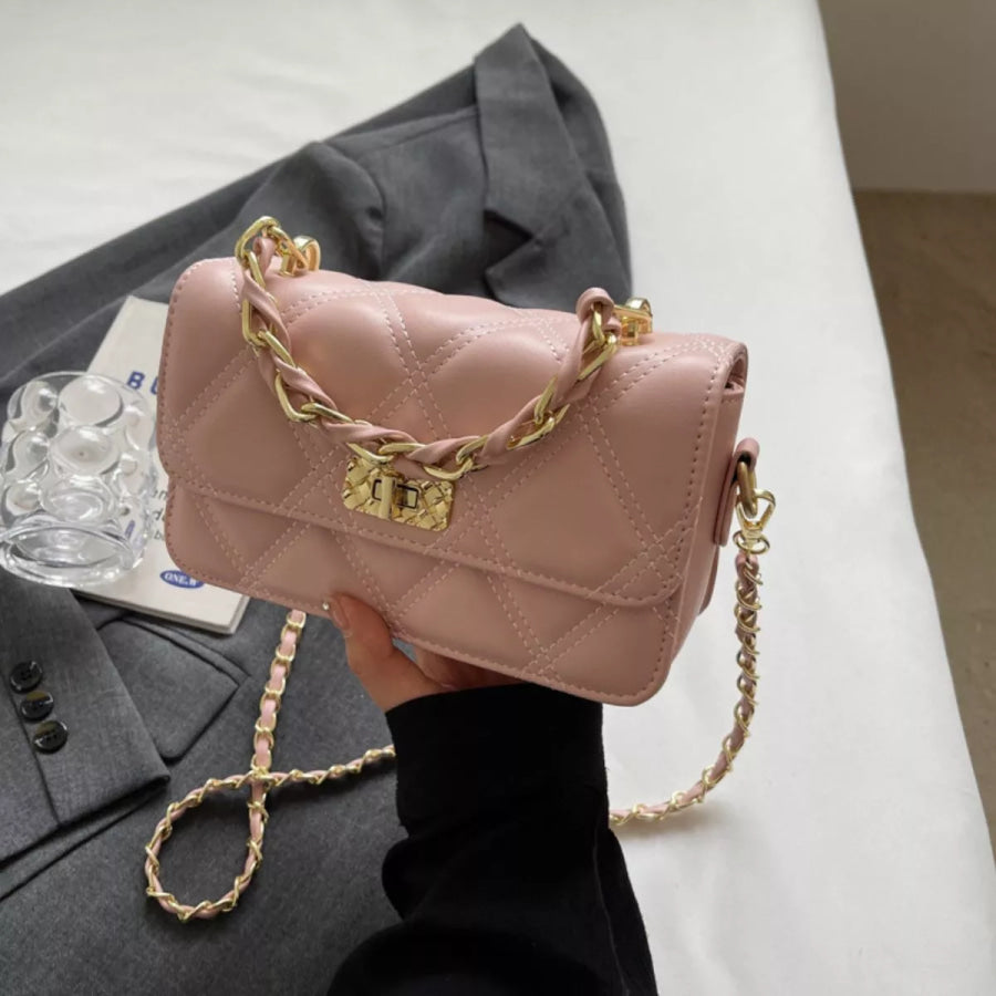Quilted Chain Strap Crossbody Bag Pink / onesize Apparel and Accessories