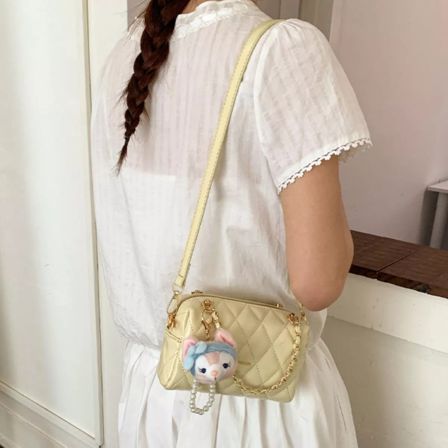 Quilted Chain Strap Crossbody Bag Yellow / One Size Apparel and Accessories