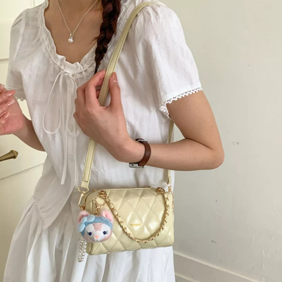 Quilted Chain Strap Crossbody Bag Yellow / One Size Apparel and Accessories