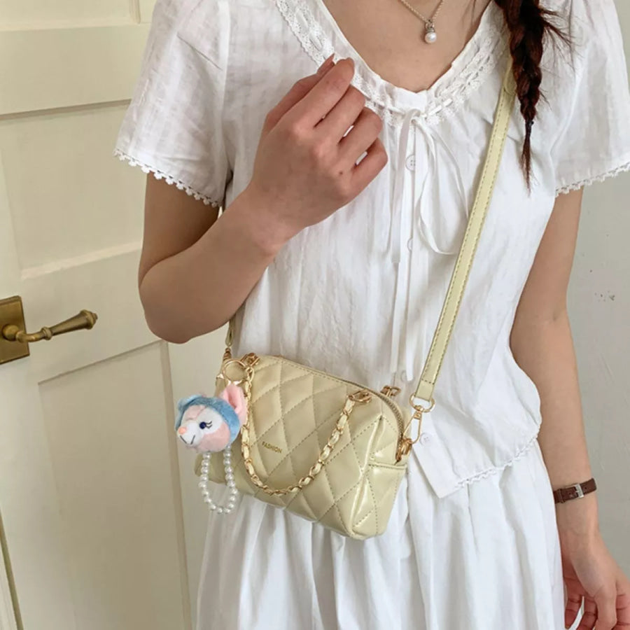 Quilted Chain Strap Crossbody Bag Yellow / One Size Apparel and Accessories