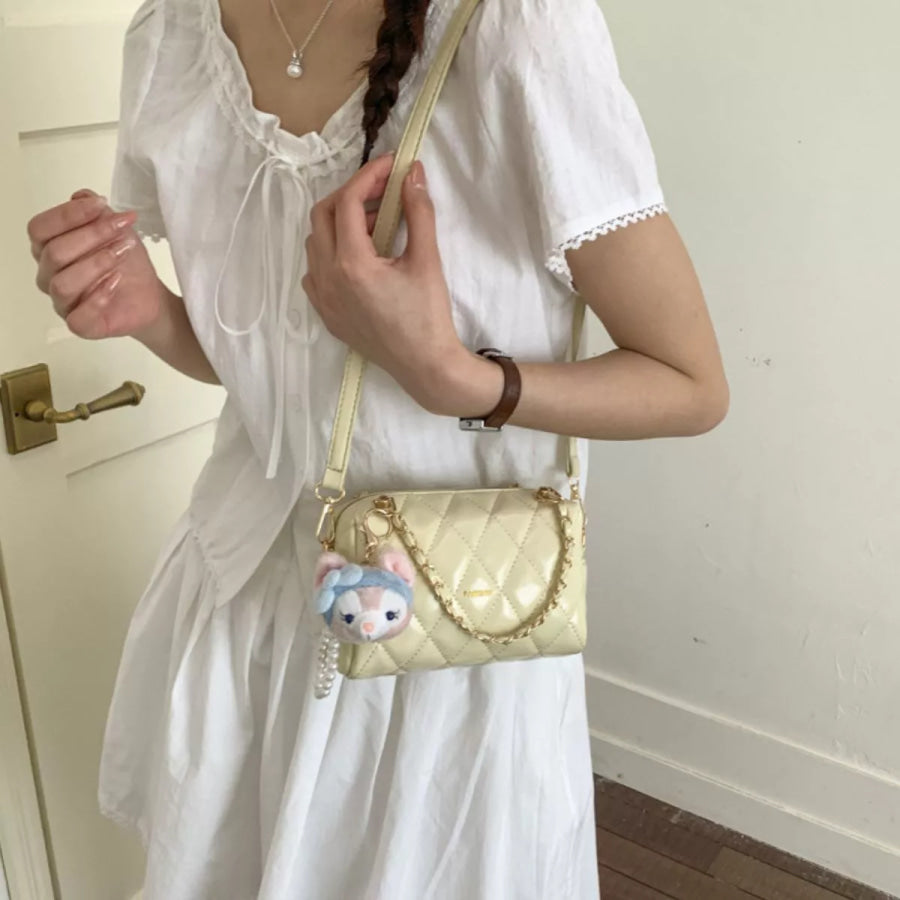 Quilted Chain Strap Crossbody Bag Yellow / One Size Apparel and Accessories