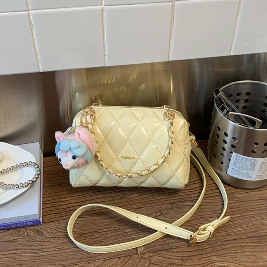 Quilted Chain Strap Crossbody Bag Yellow / One Size Apparel and Accessories