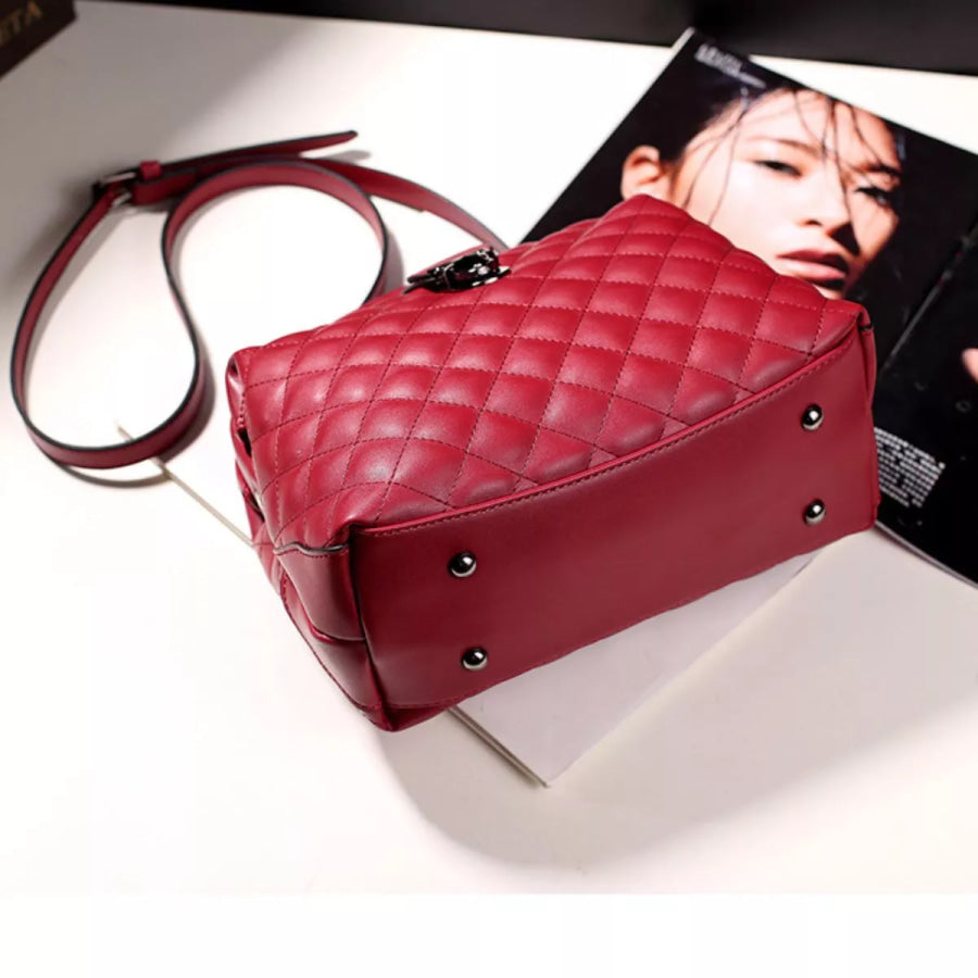 Quilted Crossbody Bag with Top Handle Apparel and Accessories