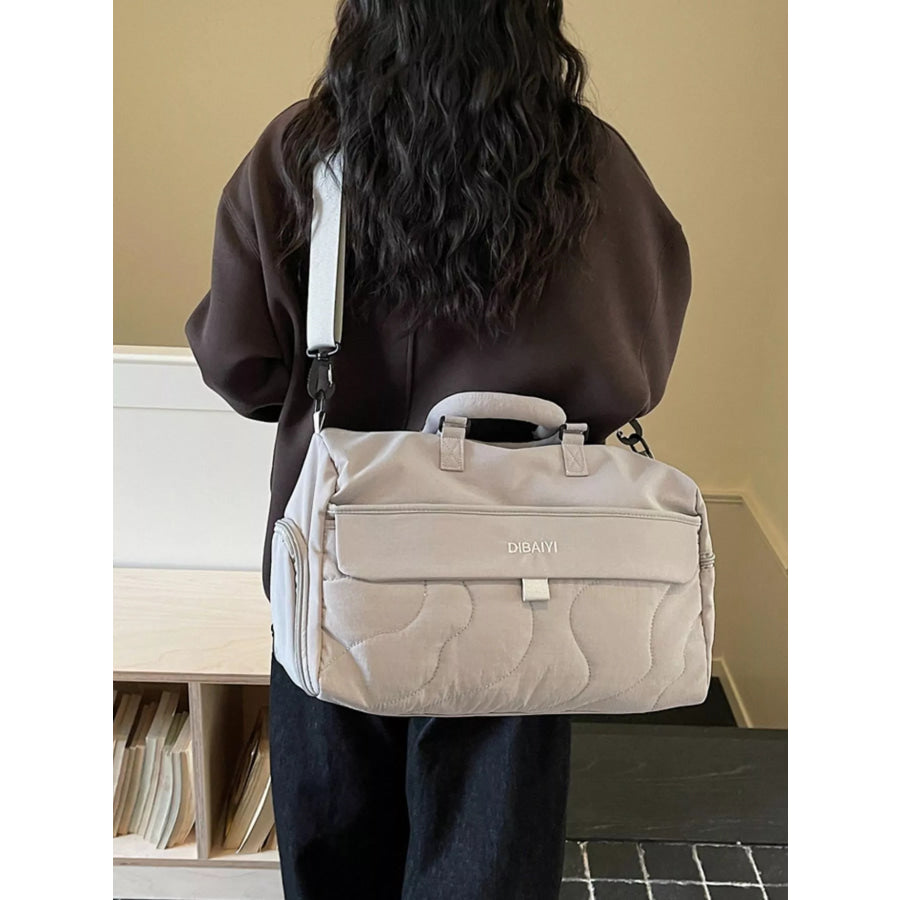 Quilted Duffel Bag with Adjustable Strap Gray / onesize Apparel and Accessories