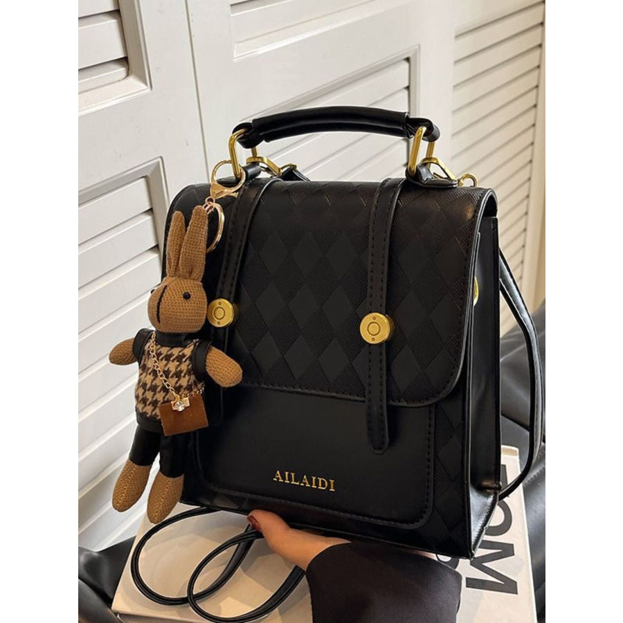 Quilted Flap Backpack Bag Black / One Size Apparel and Accessories
