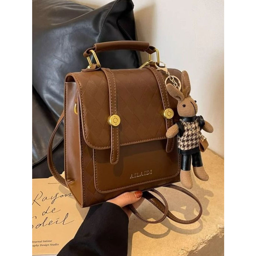 Quilted Flap Backpack Bag Brown / One Size Apparel and Accessories
